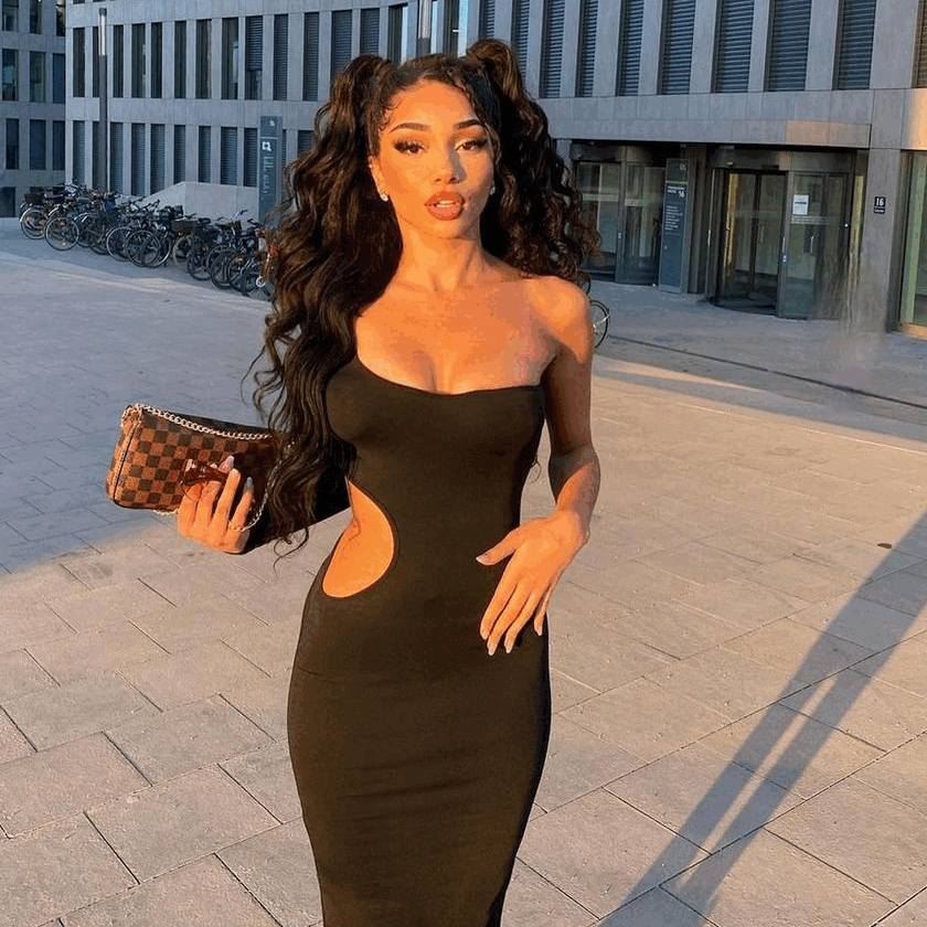bodycon dress gif Ponte Notch Neck Bodycon Mini Dress Putty / SMALL main image 1