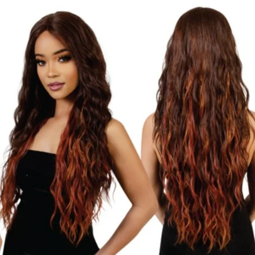 Fashion Source Lace Wig HLD- Keila extra long hd lace front wig crimp wavy pre styled house of hair red