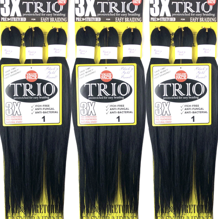 Easy Braid Pre Stretched Braiding Hair 14 Inch 3packs Black Hair Products  For Natural Hair Kanekalon Braiding Hair Pre Stretched Hot Water Setting  Box Braid Crochet Hair Extensions (14 Inch,1b#)
