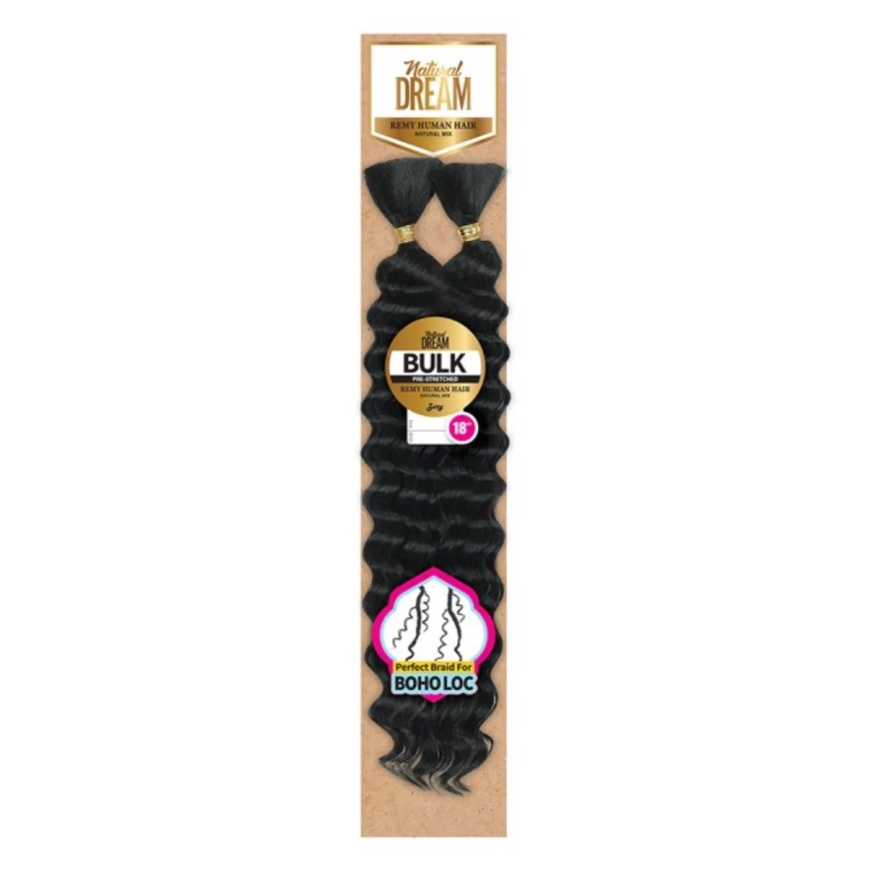house of hair la Zury Natural Dream Pre Stretched Remy Human Hair Blend Deep Bulk Braiding Hair 18"