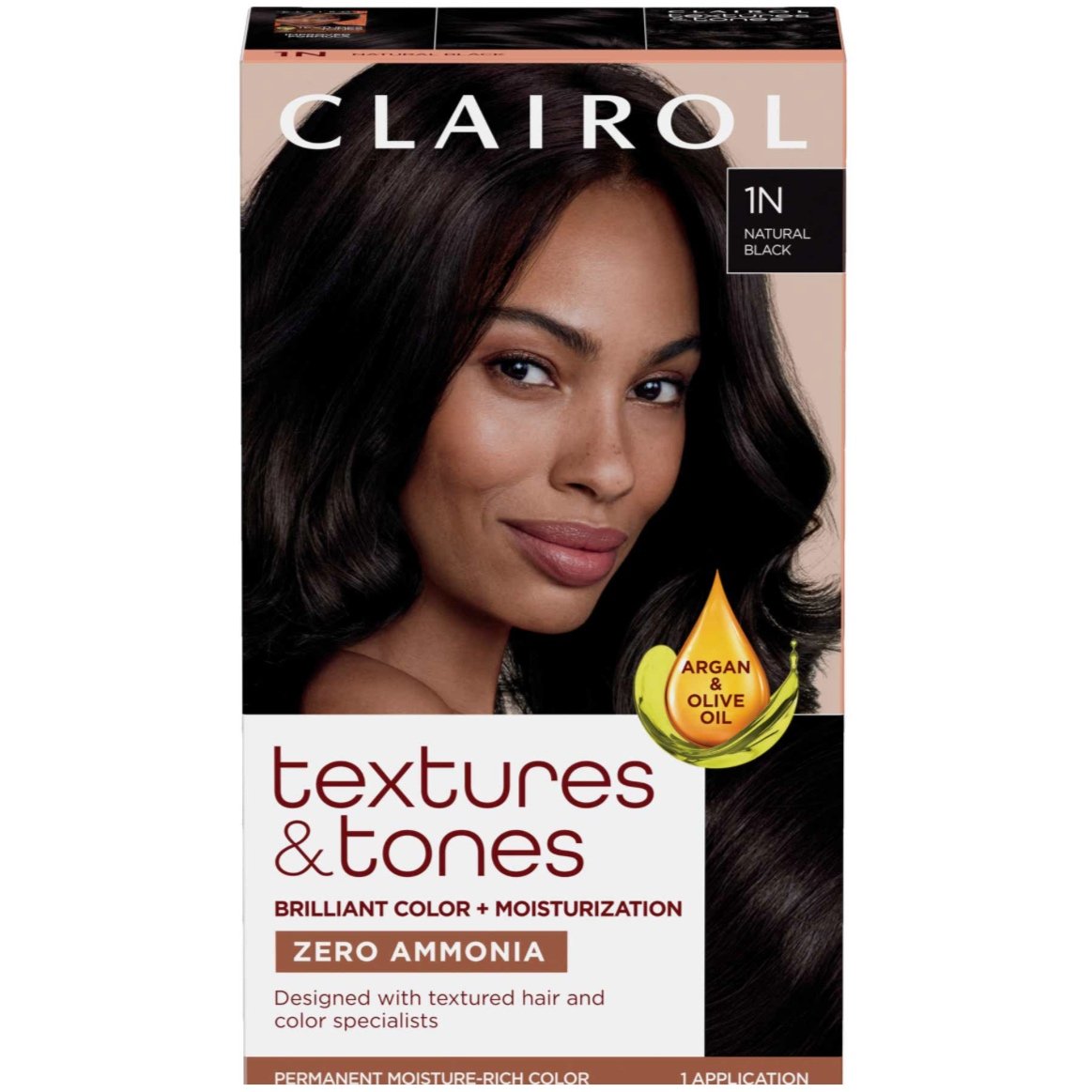 Clairol Textures & Tones Permanent Hair Color hair dye coloring box set 1N