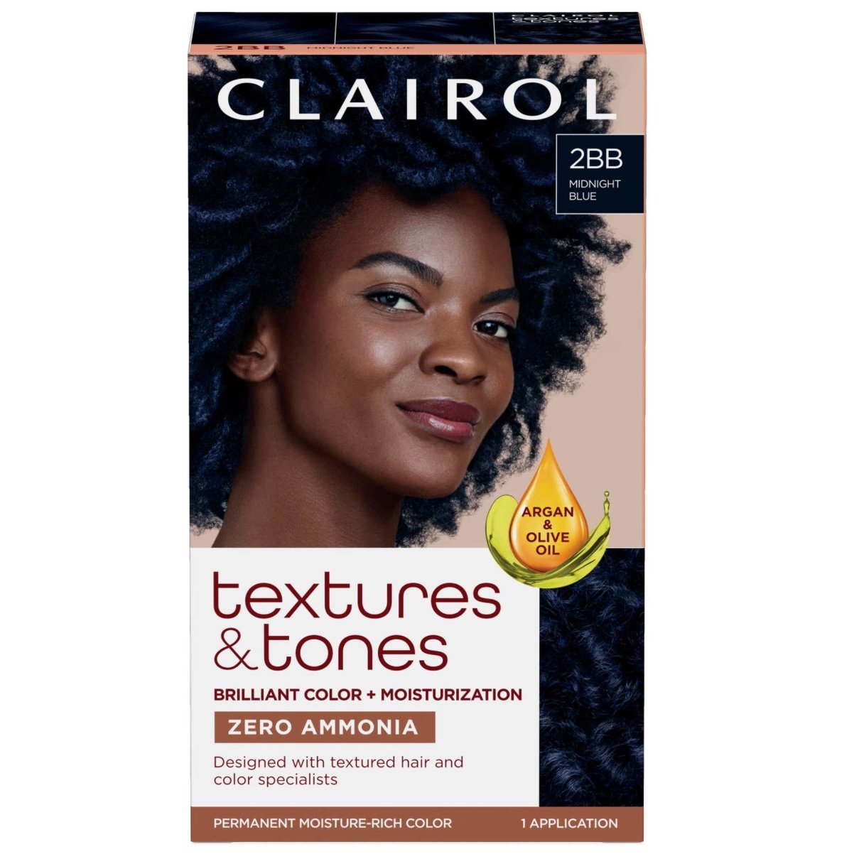 Clairol Textures & Tones Permanent Hair Color hair dye coloring box set 2BB black blue