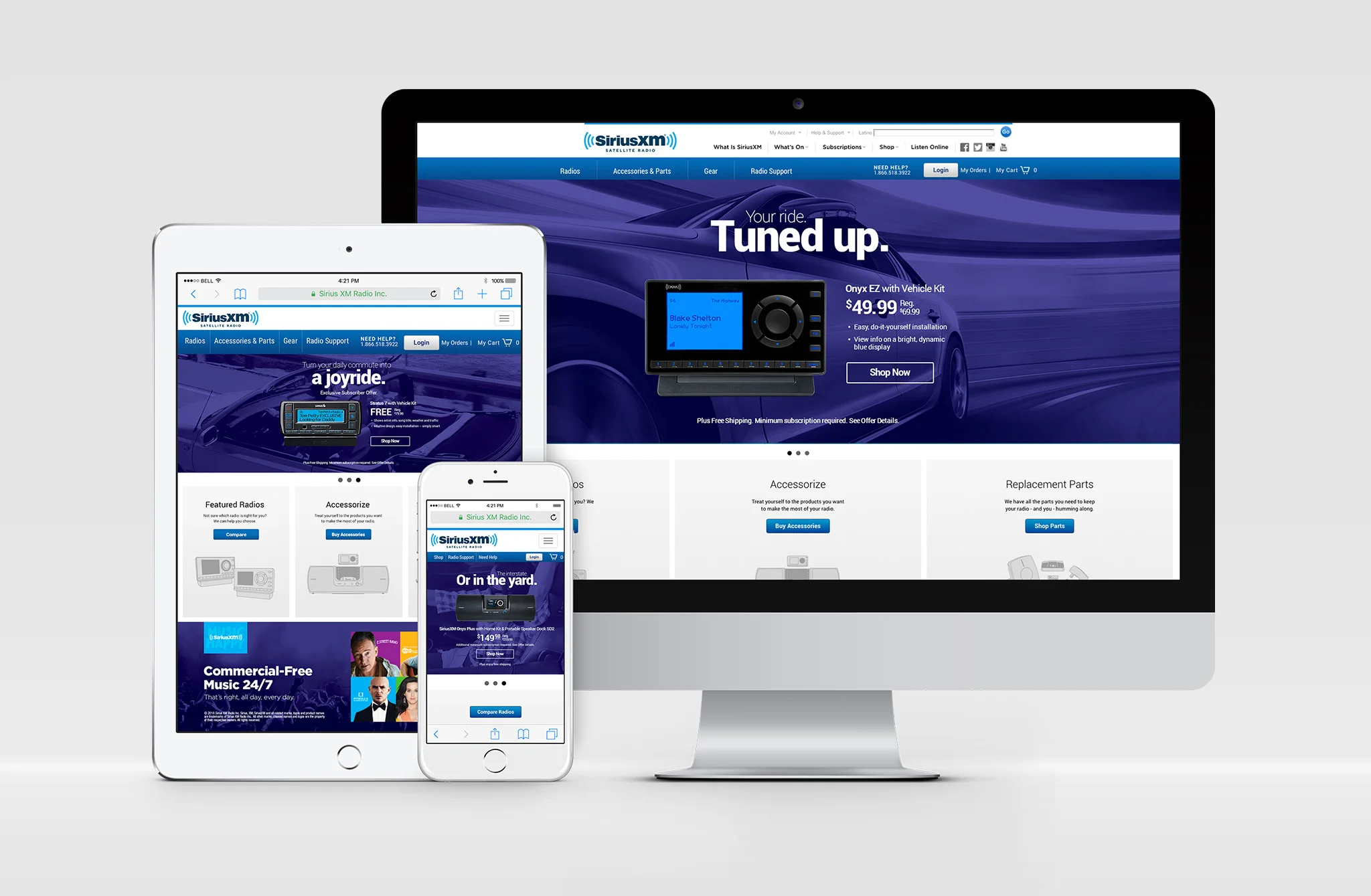 We create shop banners, product pages, help guides and other UI/UX projects for SiriusXM