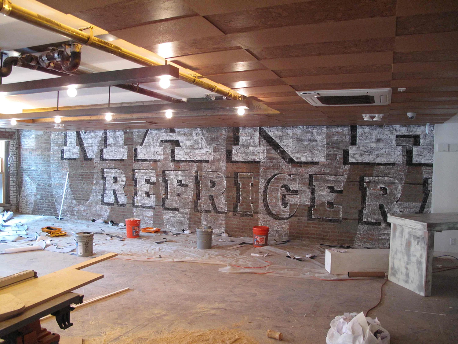 Aged mural in progress. Catch NYC, Meatpacking District, NY.