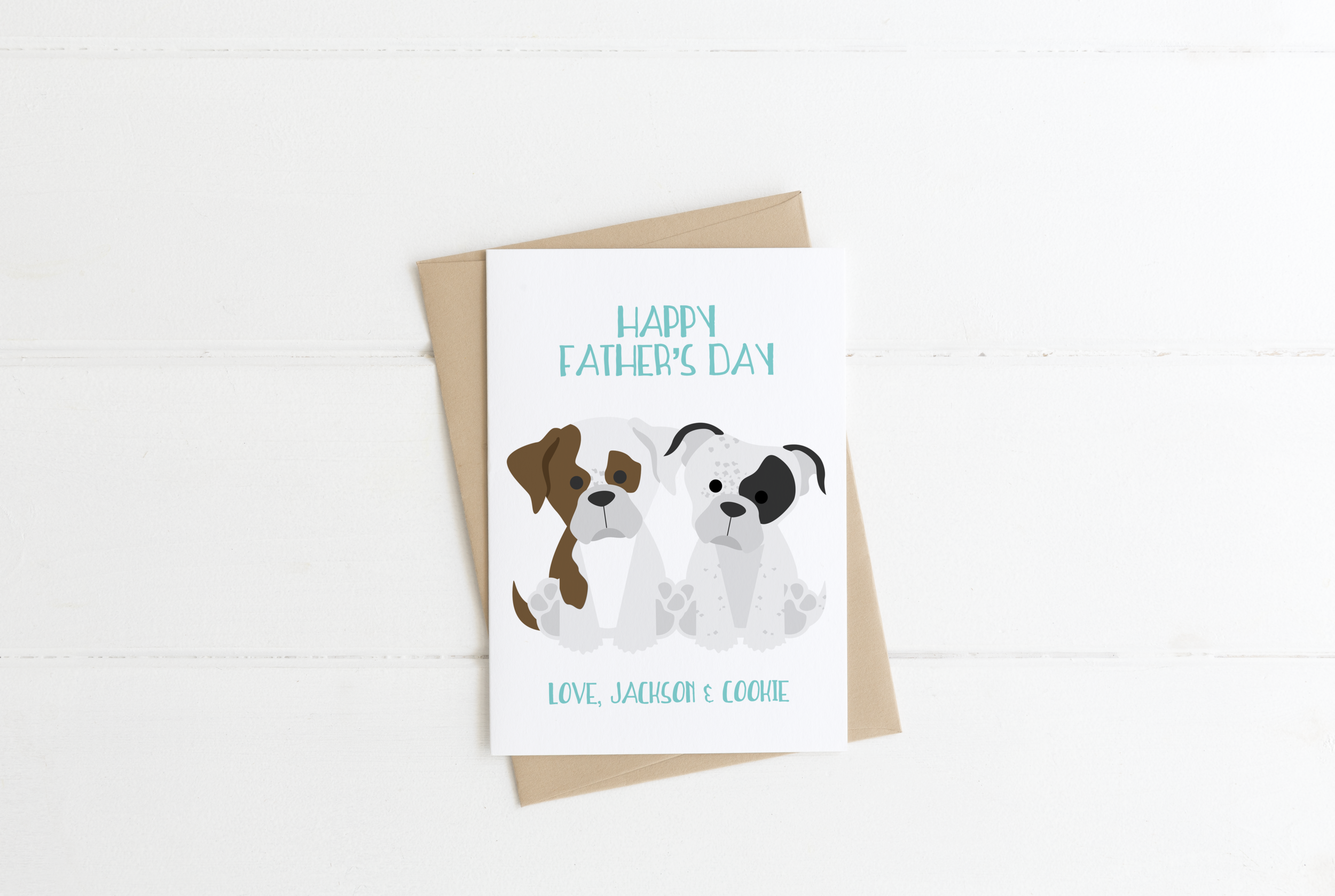 Boxer Bulldog Dog Dad Birthday Card