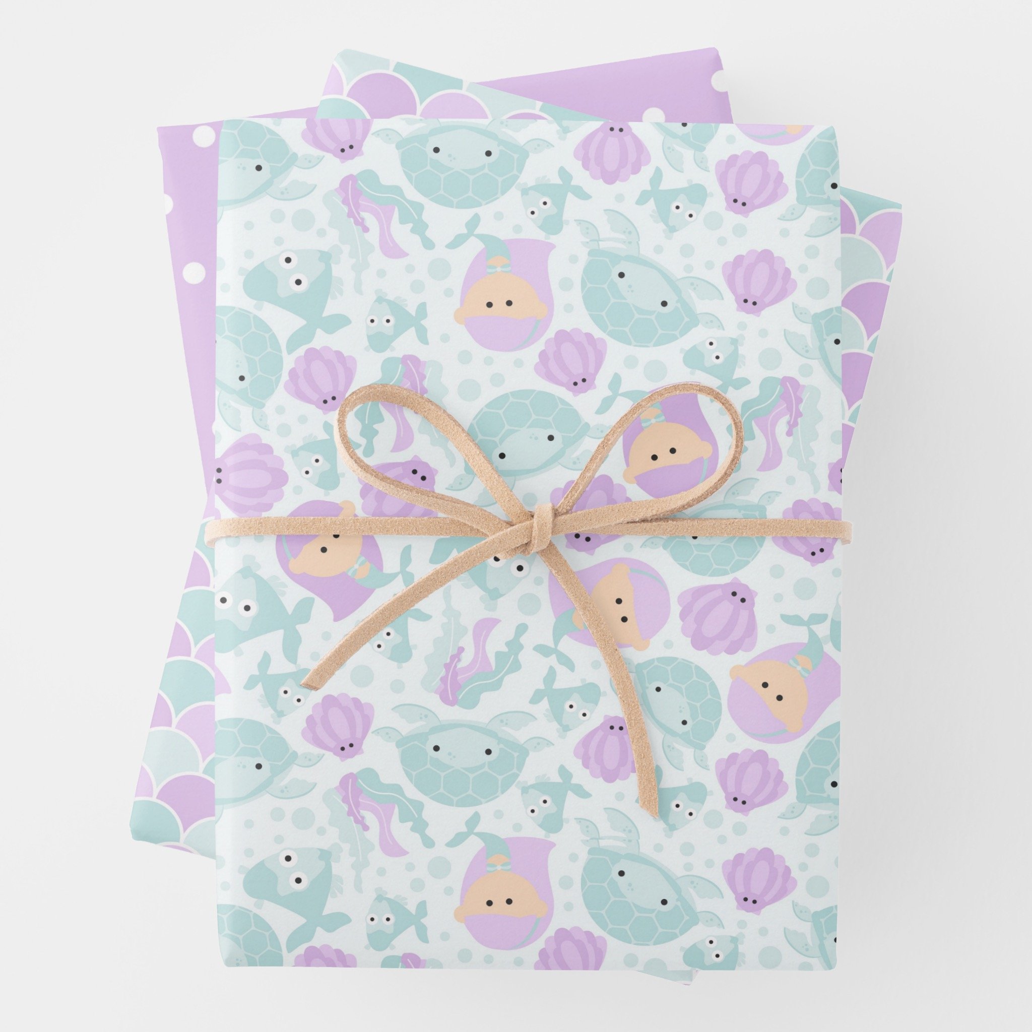 Zazzle - Mockup - Purple & Teal Mermaid Party Wrapping Paper Sheets.jpeg