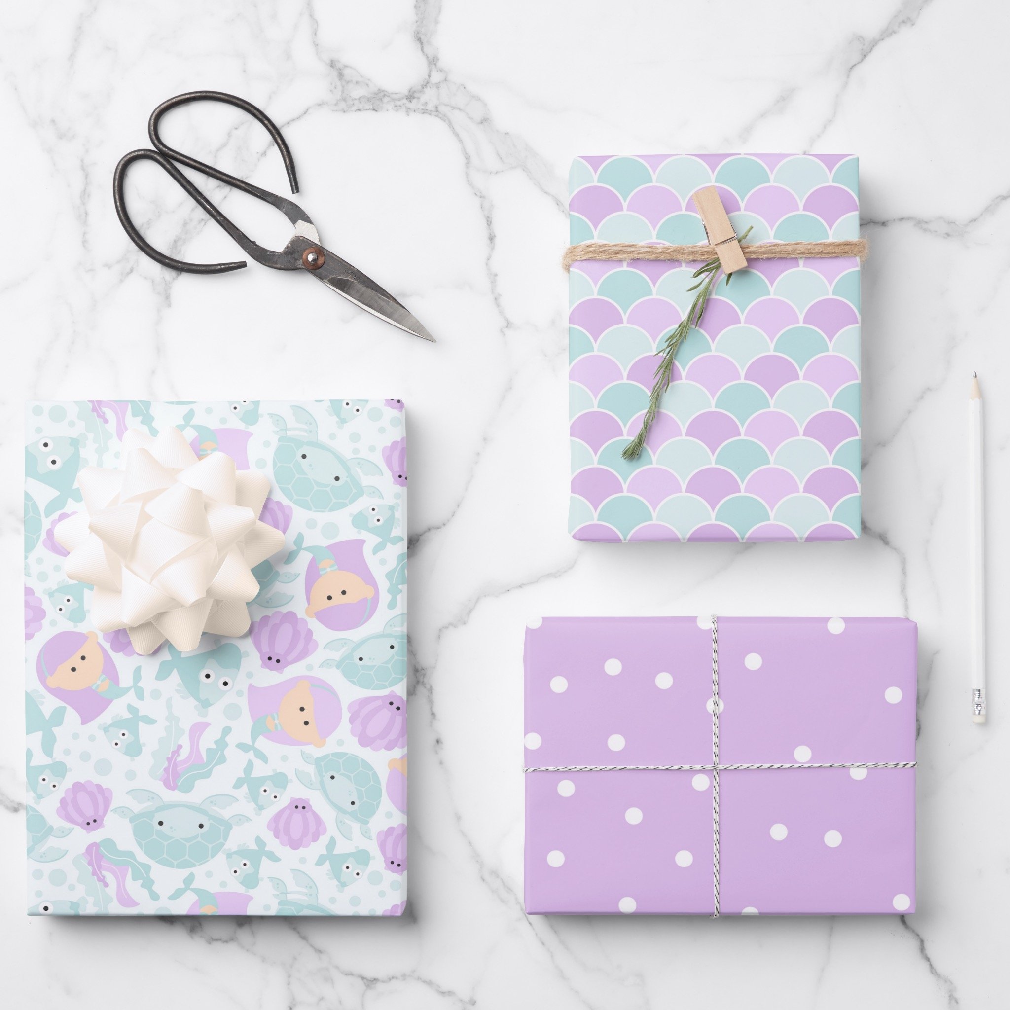 Zazzle - Mockup - Purple & Teal Mermaid Party Wrapping Paper Sheets copy.jpeg