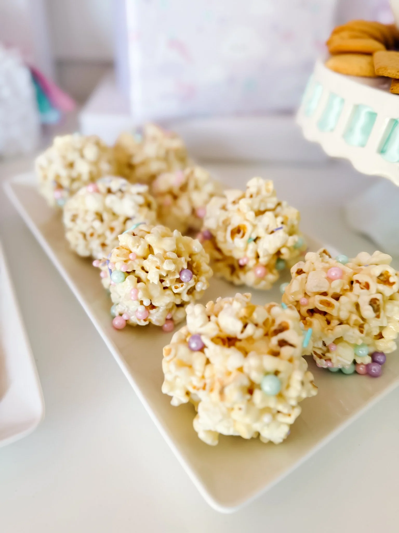 Unicorn sprinkle popcorn balls
