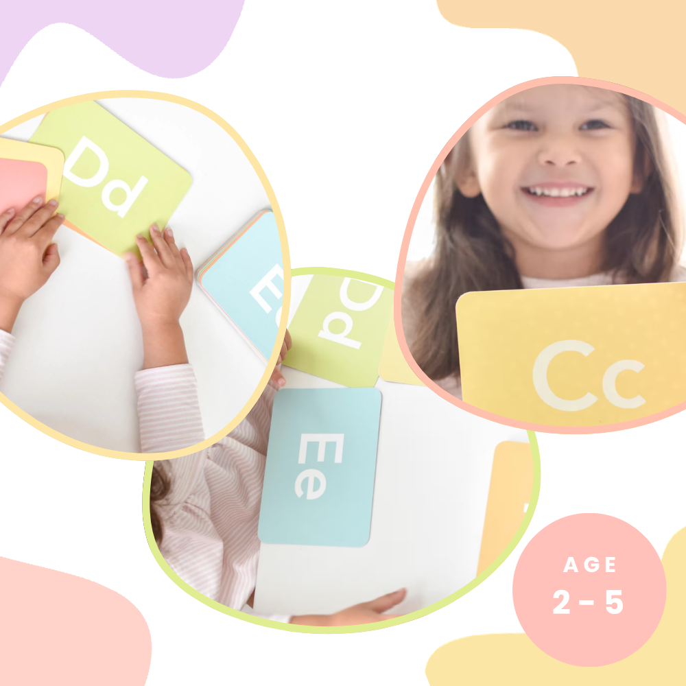 GoodnightFox alphabet flashcards shown in playful learning activities for ages two to five