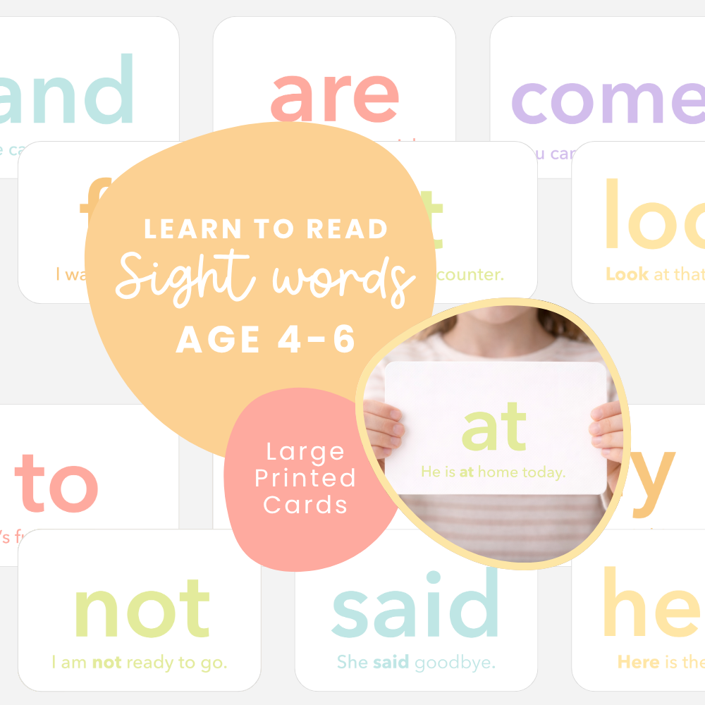 Pastel GoodnightFox sight-word flashcards