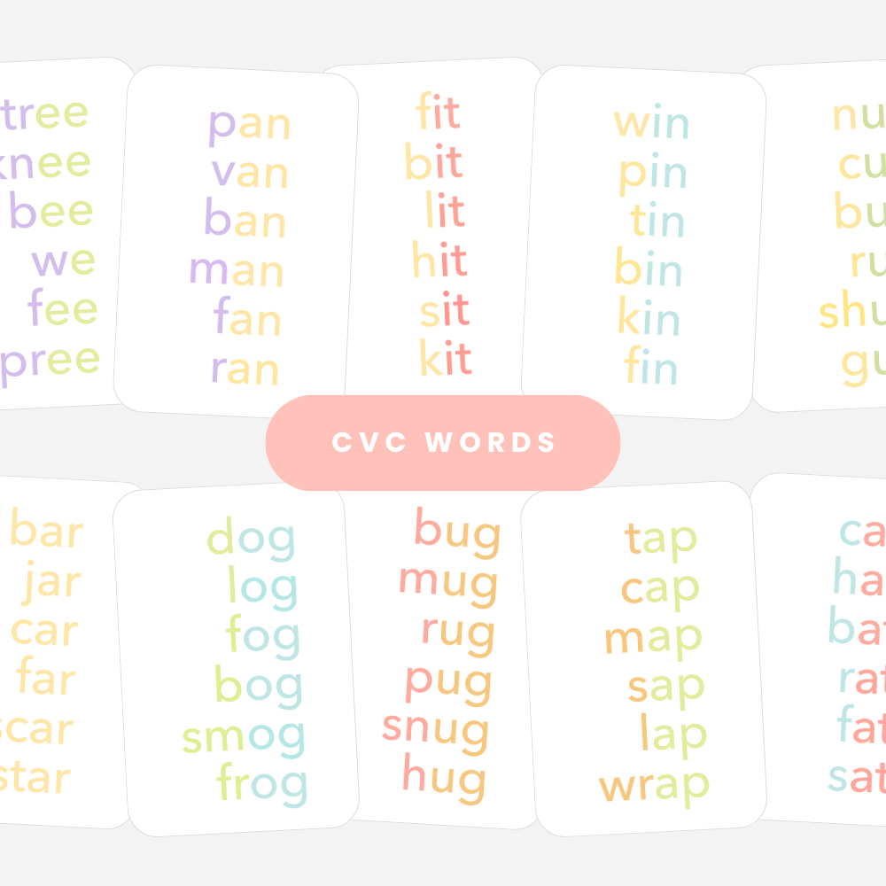 GoodnightFox CVC word flashcards supporting sound blending