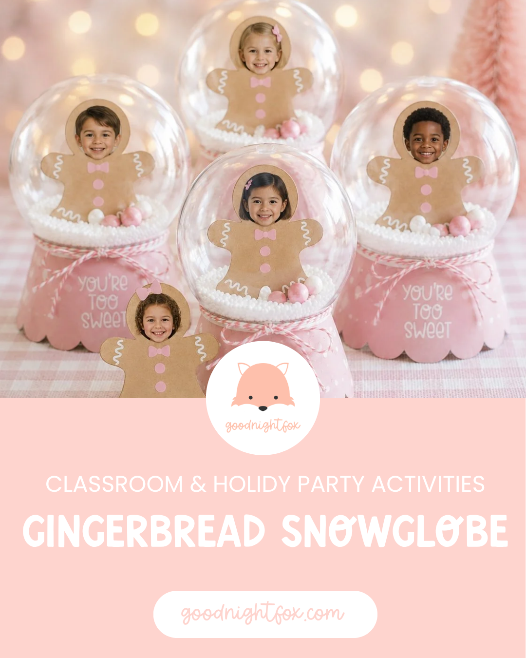 Gingerbread Snow Globe Ornaments for Kids (Easy Photo Christmas Craft)
