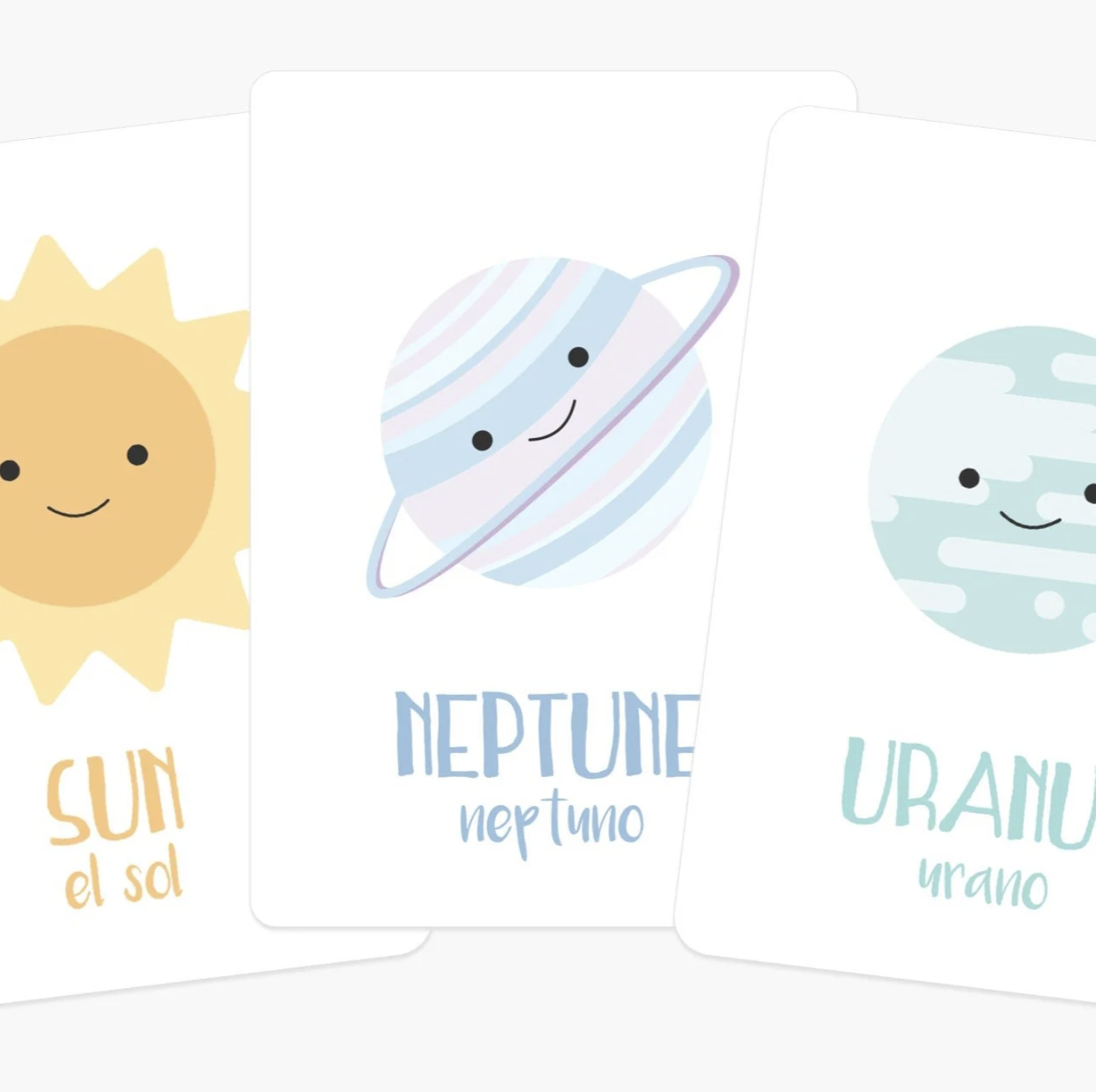 Flashcards for babies and toddlers who love learning about space