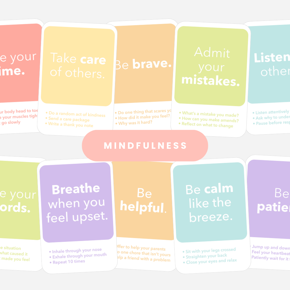 Mindfulness flashcards for toddlers