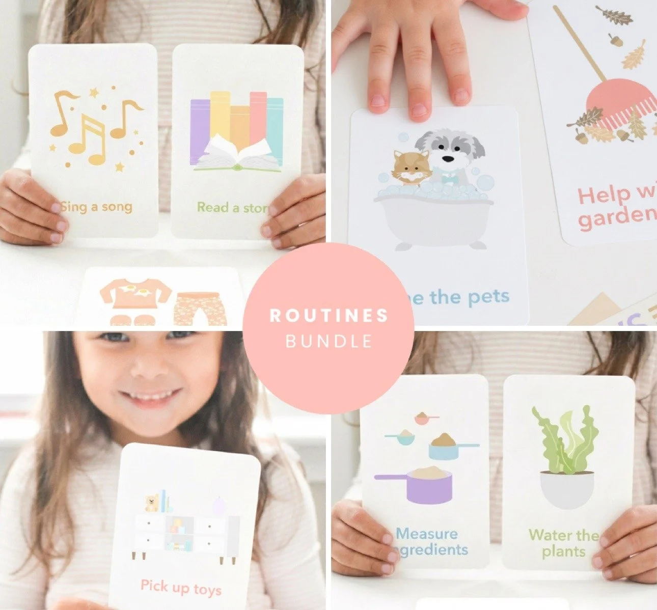 Collage of Goodnight Fox toddler routines bundles