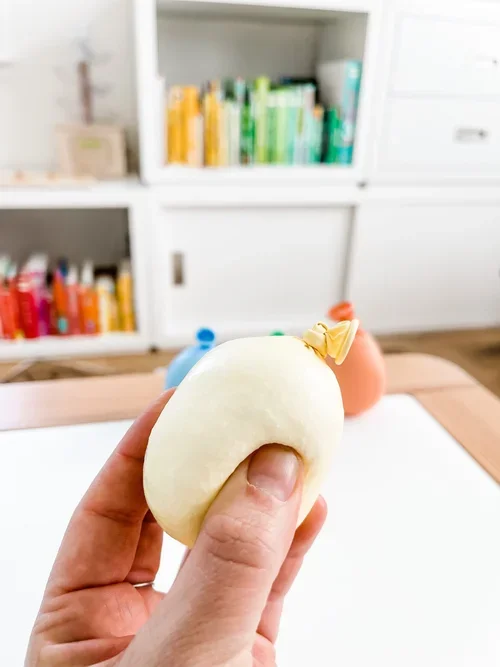 Close up of homemade sensory stress balls with different textures