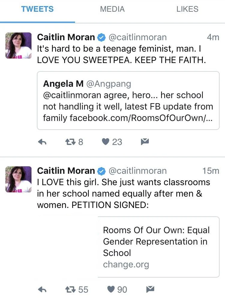 Caitlin Moran, on the Rooms Of Our Own petition