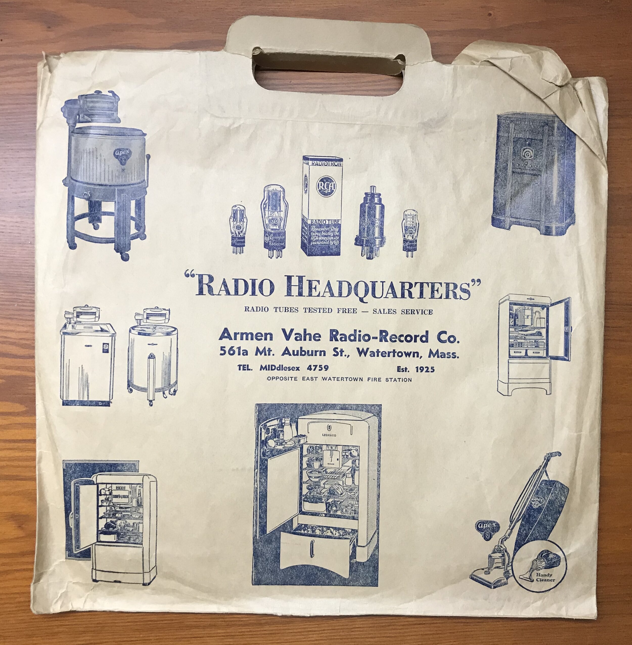  A custom shopping bag from Armen Vahe Radio-Record Co. in Watertown, MA (Image: Armenian Museum) 