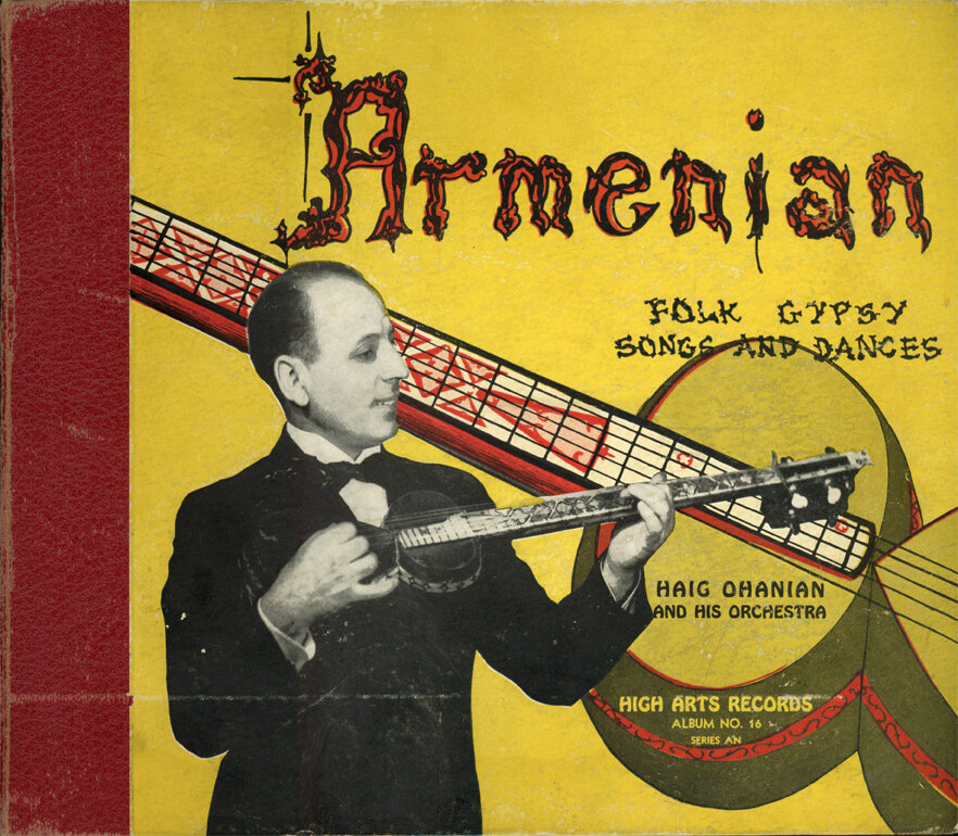  Cover of four disc album set titled "Armenian Folk Gypsy Songs and Dances" self-produced by Haig Ohanian. (Scan: Armenian Museum) 