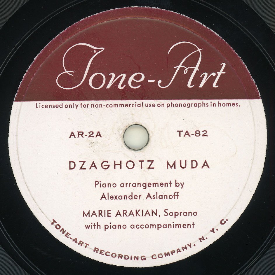 Dzaghotz Muda - Marie Arakian; record label