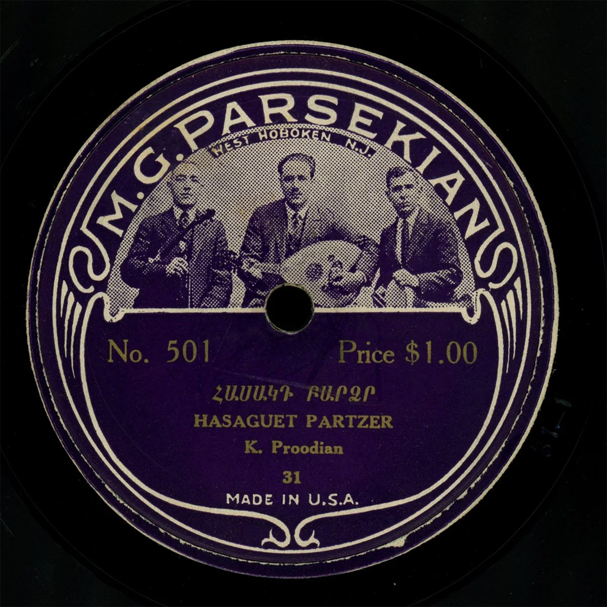 M.G. Parsekian Hasaguet Partzer K. Proodian record label