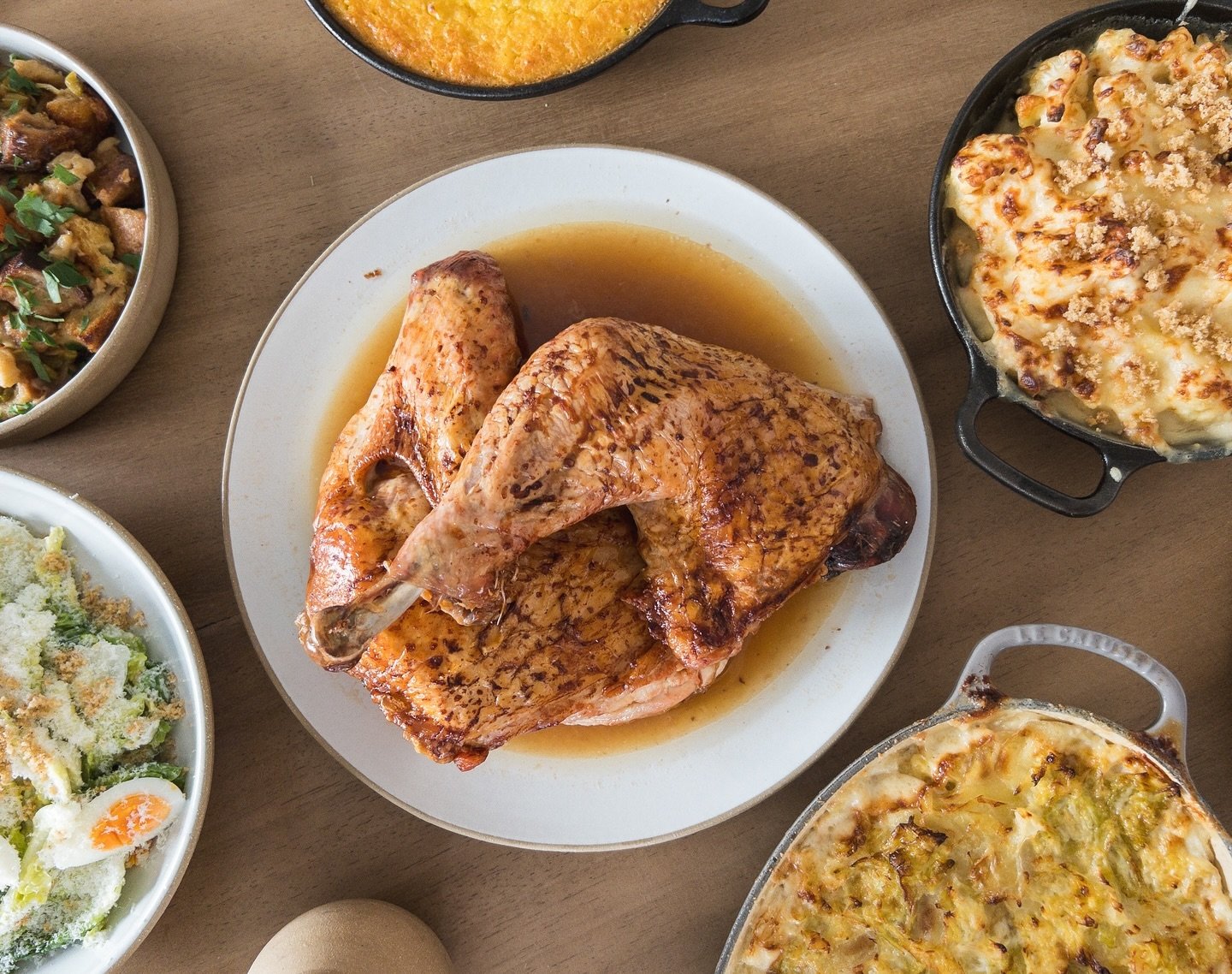 Turkey still reigns king as the star of many Thanksgiving dinners, which is why it&rsquo;s high time we give you the king we know and love. Our Goffle Farms Turkey will be braised with thyme and lemon and is promised to be as juicy and succulent as c