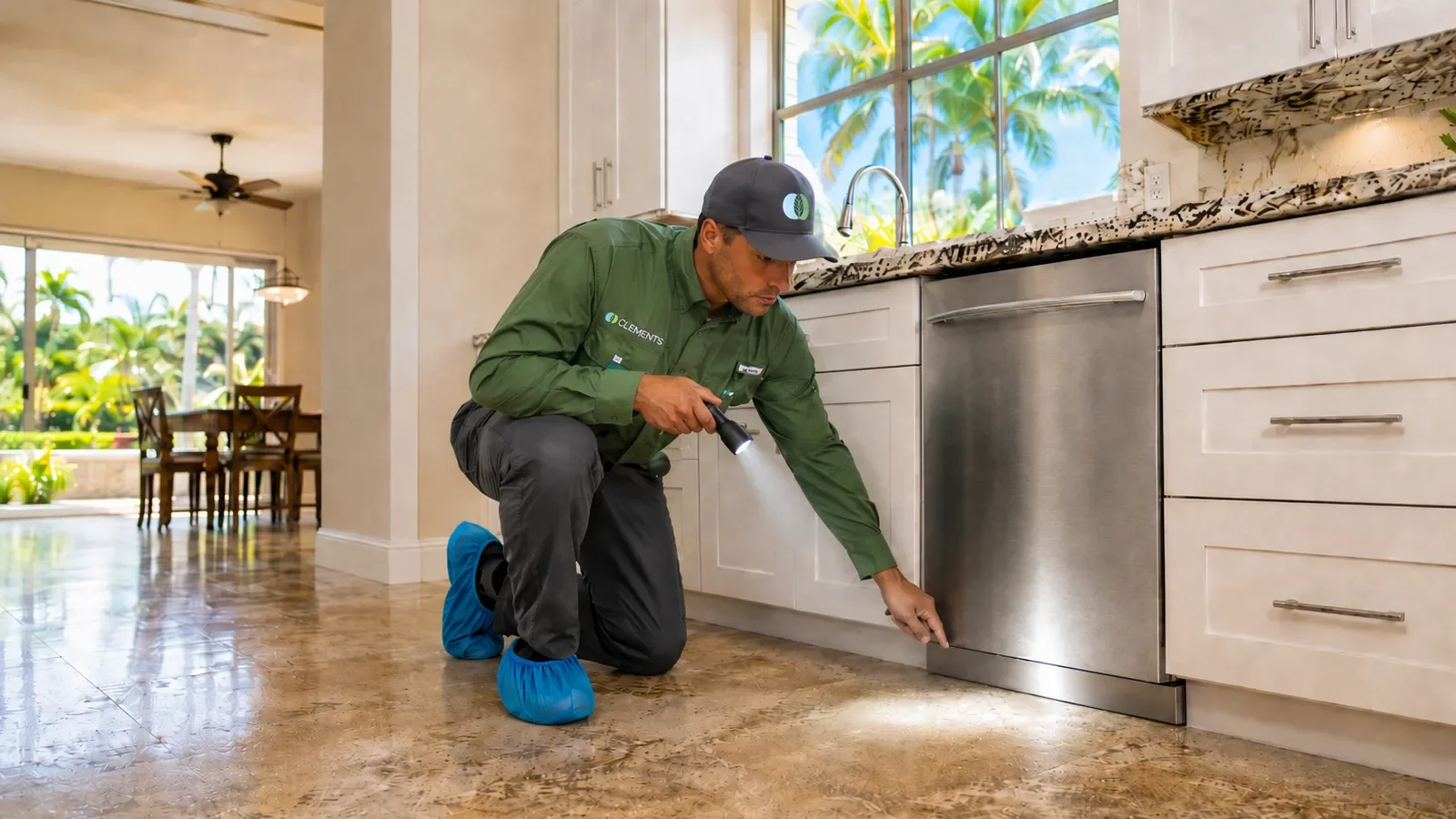 clements-technician-inspecting-for-cockroaches-in-florida-kitchen.webp