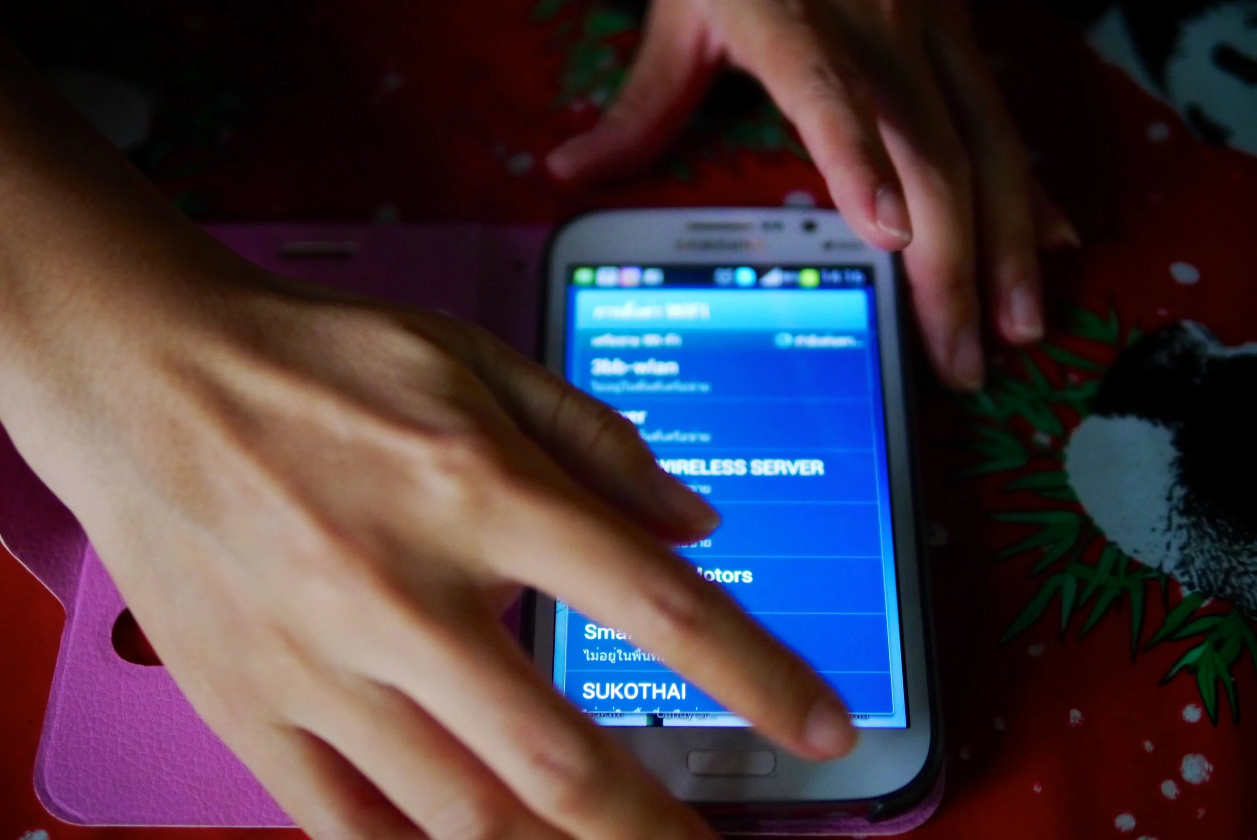 Chiang Mai participant demonstrating mobile phone connectivity (August 2013)