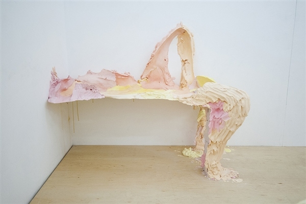 Lay , 2016. Hydrocal, steel, pigment. 48 x 24 x 38 inches