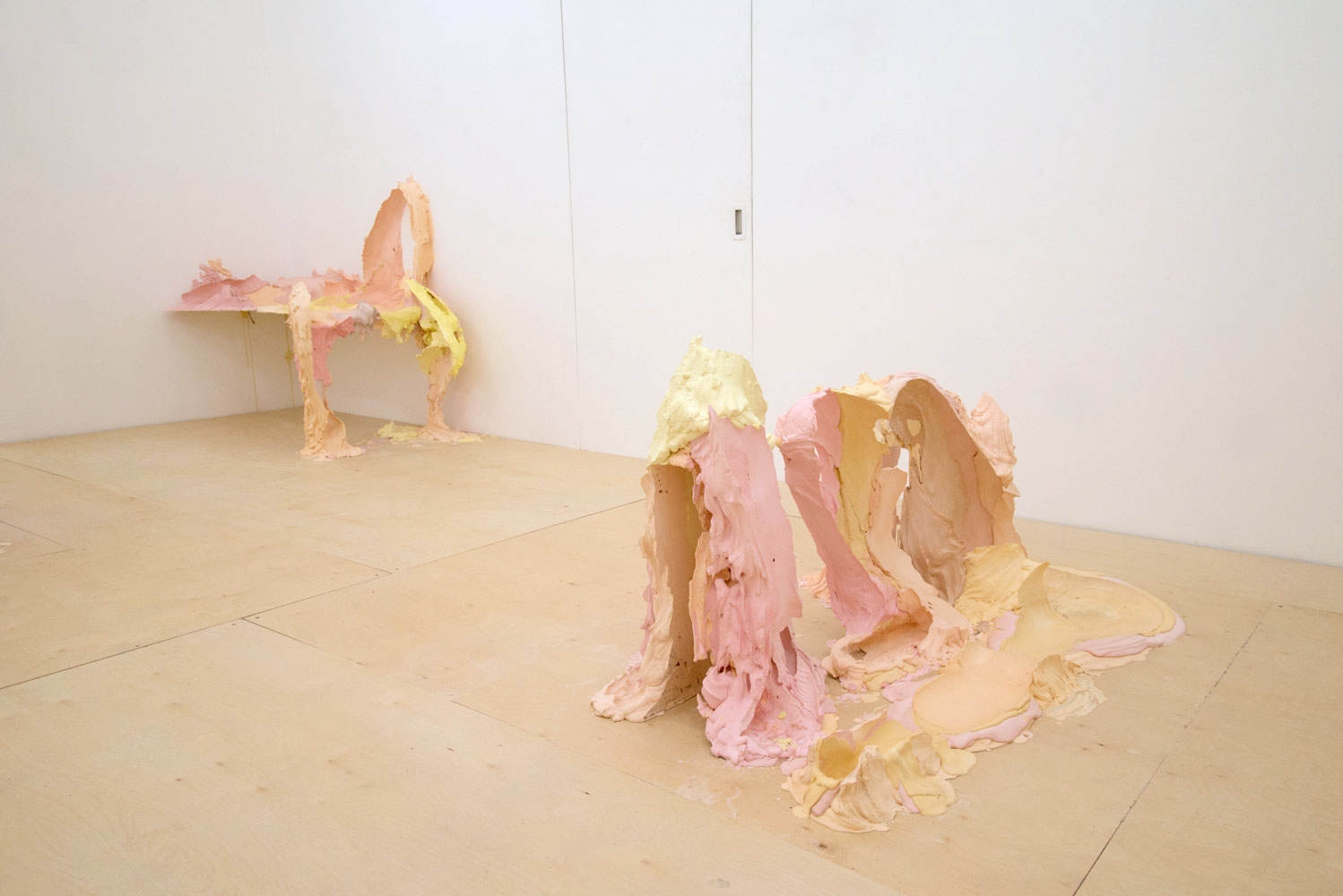 Get In , 2016. Hydrocal, steel, pigment. 36 x 24 x 48 inches
