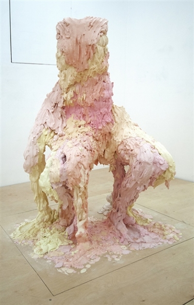 Sit , 2016. Hydrocal, steel, pigment. 48 x 36 x 54 inches