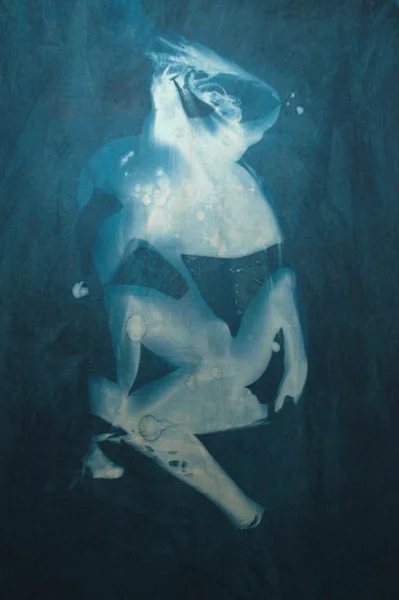 Summertime Blues #1 Cyanotype on canvas 125 x 186.5 x 4 cms