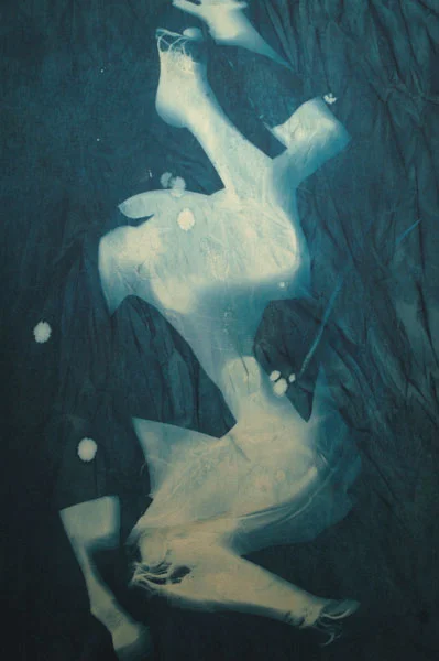 Summertime Blues #2 Cyanotype on canvas 125 x 186.5 x 4 cms