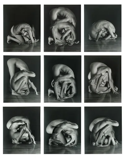 Concentrics series (1-9), 2015 Black and White hand prints, archival glue 14 x 11 inches