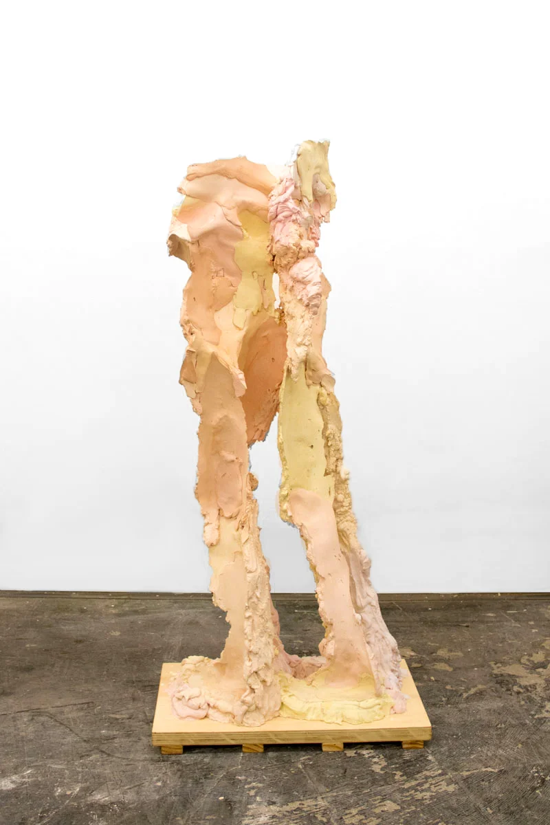 LLTT1 Plaster, Steel, Pigment, and Wax on a Wood Base, 2018 149cm 65cm x 38cm