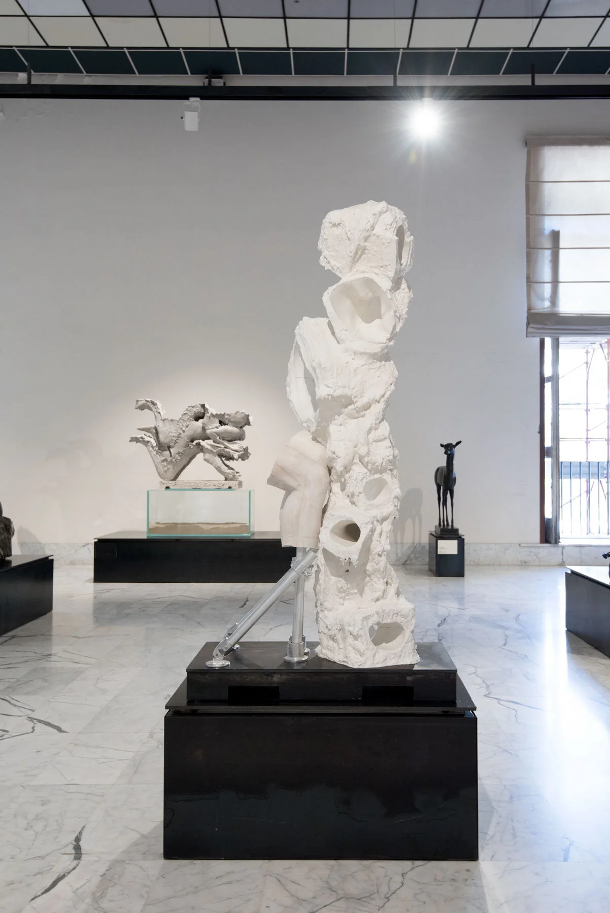Contraction 3 Dental plaster, steel, aluminium, acrylic, burlap, wax 160 x 80 x 50 cm 2019