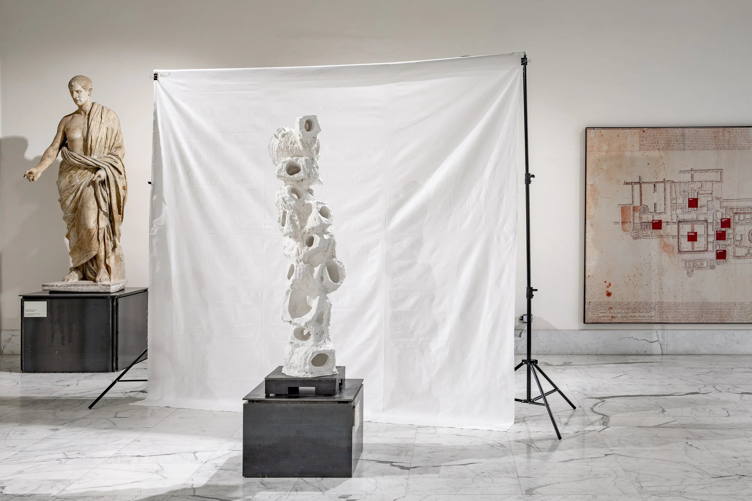 Contraction 1 Dental plaster, steel, acrylic, wax 160 x 40 x 40 cm 2019