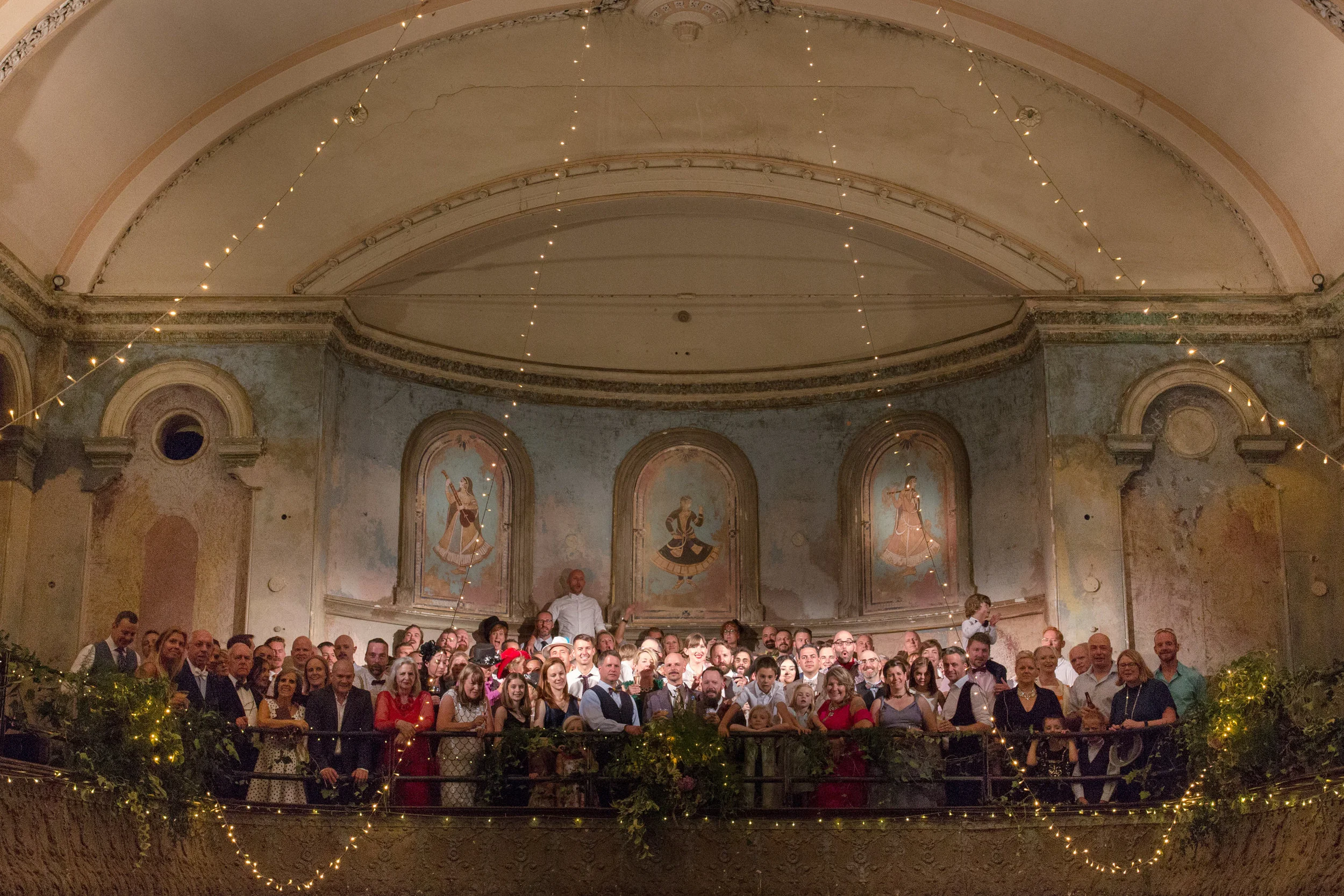 The infamous balcony shot of our guests that concluded the Second Interval . Photograph by Lisa Jane Photography .