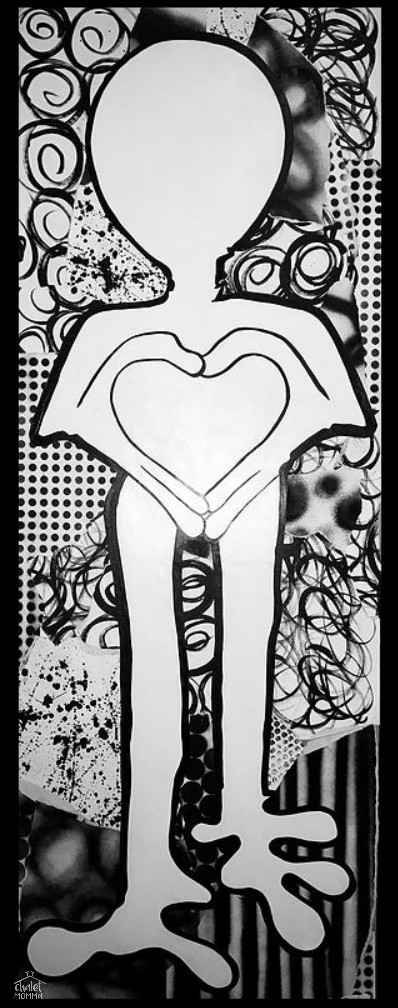 All You Need Is Love - acrylic paint and paper on wood panel
