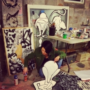 The Artist in her element " the true essence of existence is important in my work, representing unique ways of “living and being.” emotions are felt and present in all living things, consisting of pain, love, sorrow, joy, anxiety and anger. consequently, i believe painting is a means of feeling an awareness of existence of living and of being. we all live, breathe, feel, suffer, and love. through my paintings, i am able to bring front and center these moments in gestural images that examine and/or focus on universal life in the here and now."