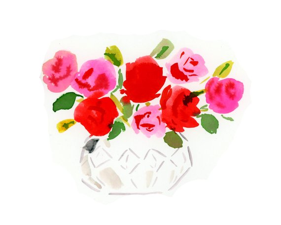 Rose Bouquet in a Cut Glass Bowl