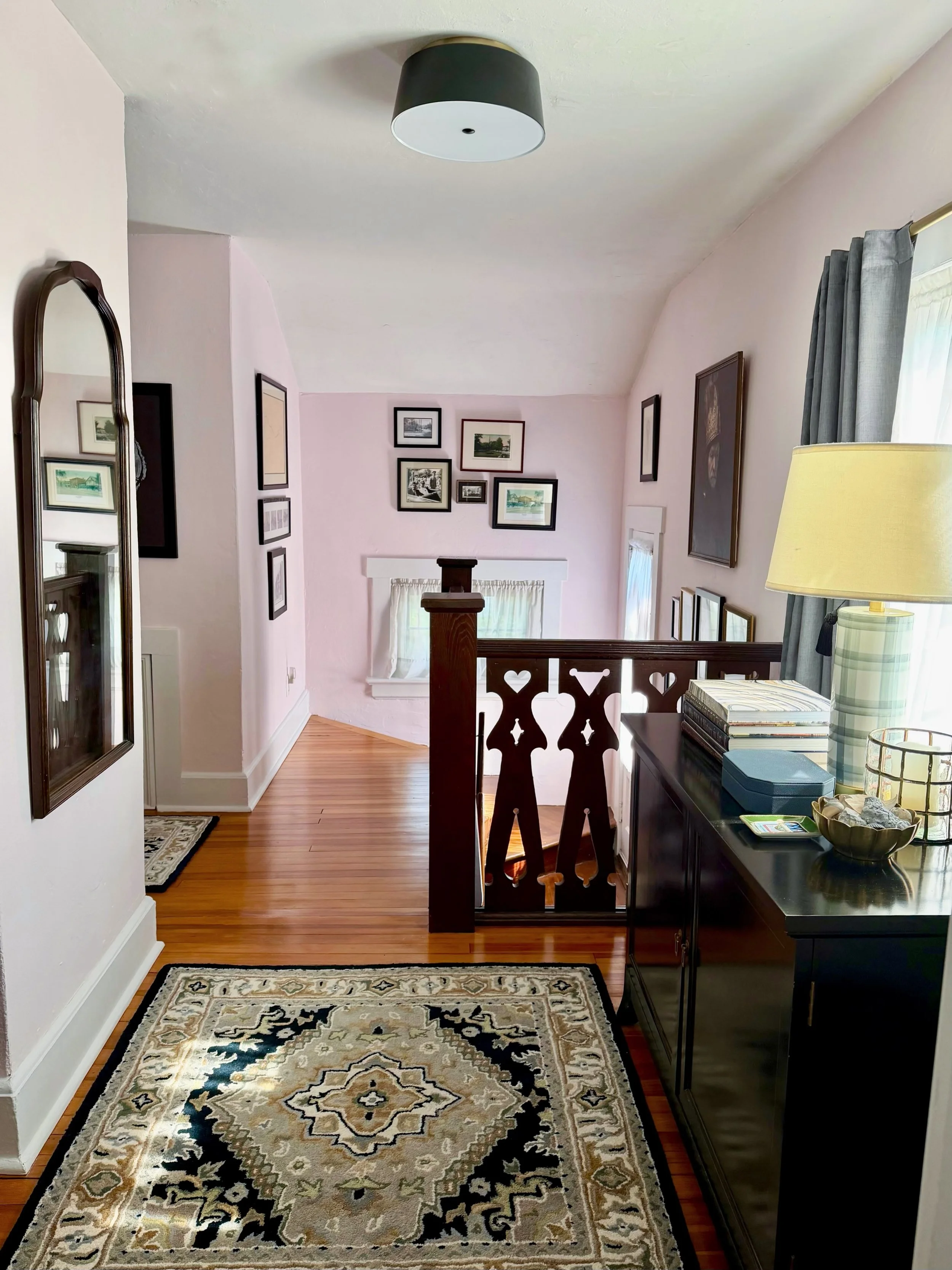 Happy Saturday for this month&rsquo;s Group Share Its been forever since I shared this view of our pink Hall. 
&bull;
Once a month I invite friends to share how they #SayNoToEmptyWalls - because it stands for all the things: Art, Baskets, Decor, Pain