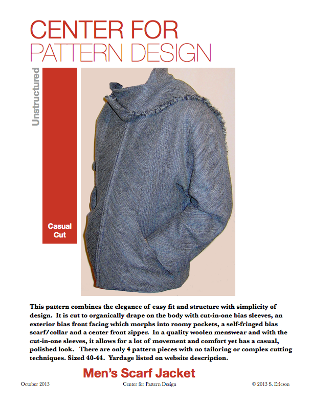 mens scarf jacket Center sewing pattern for Pattern Design Sewing Patterns