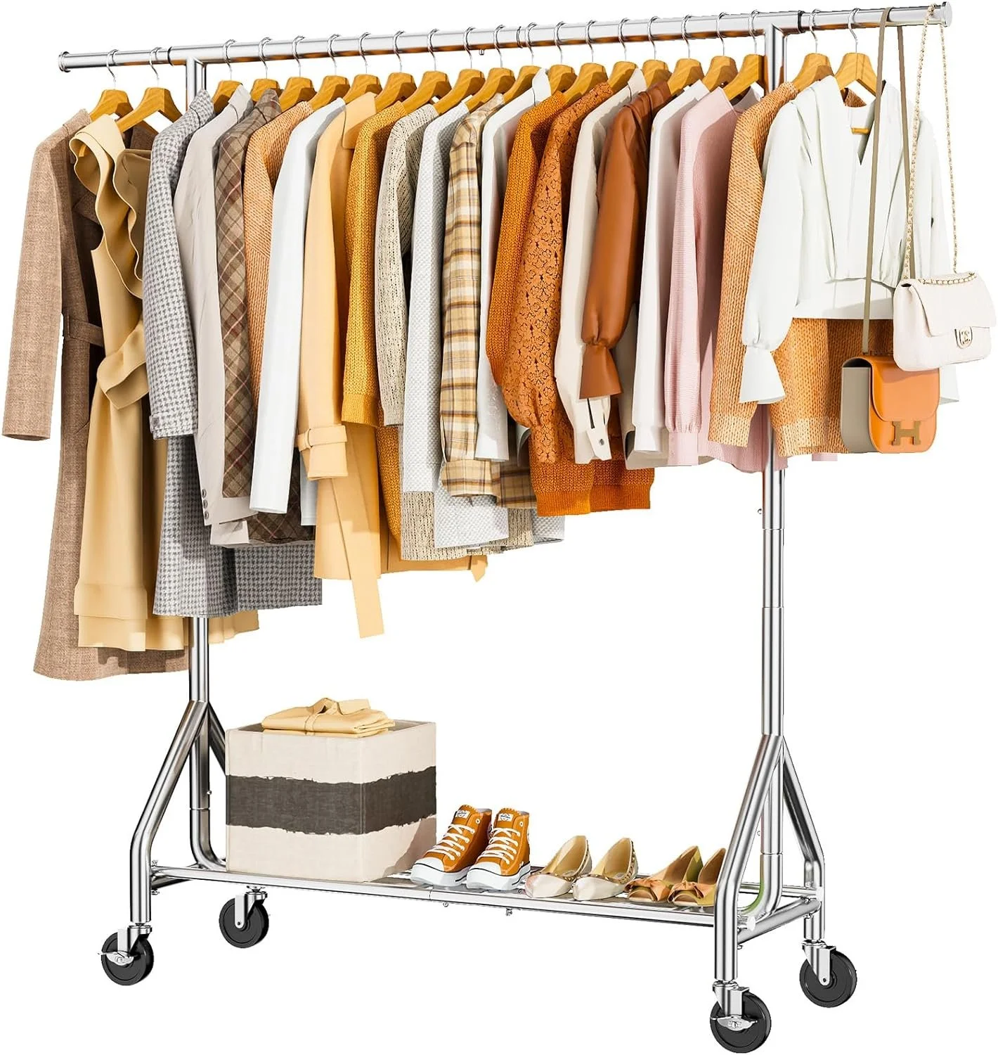 industrial garment rack for apparel decoration shops to display finished apparel