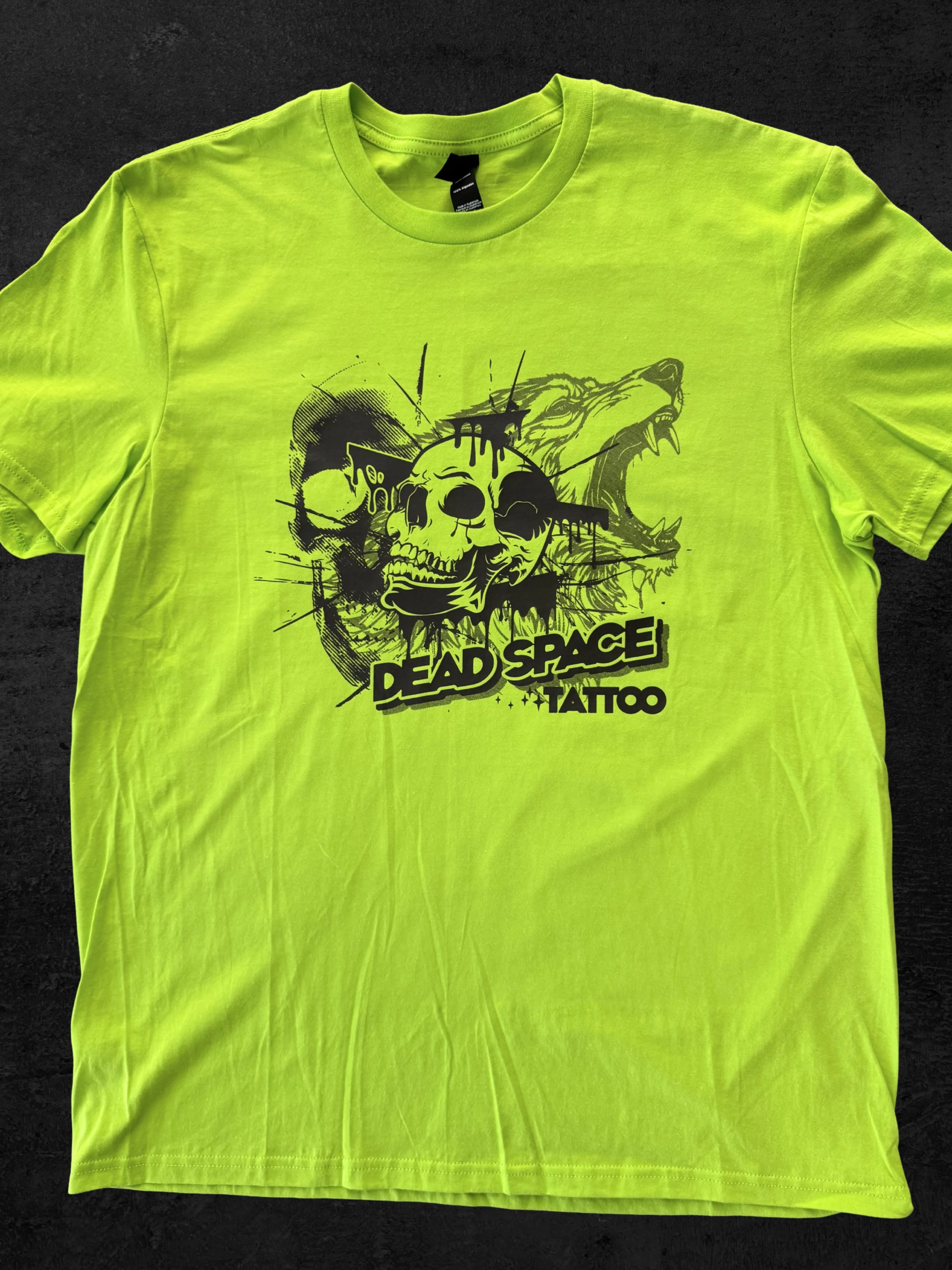 One-color Howard Multi-Purpose transfer with halftones creating depth and shading on t-shirt
