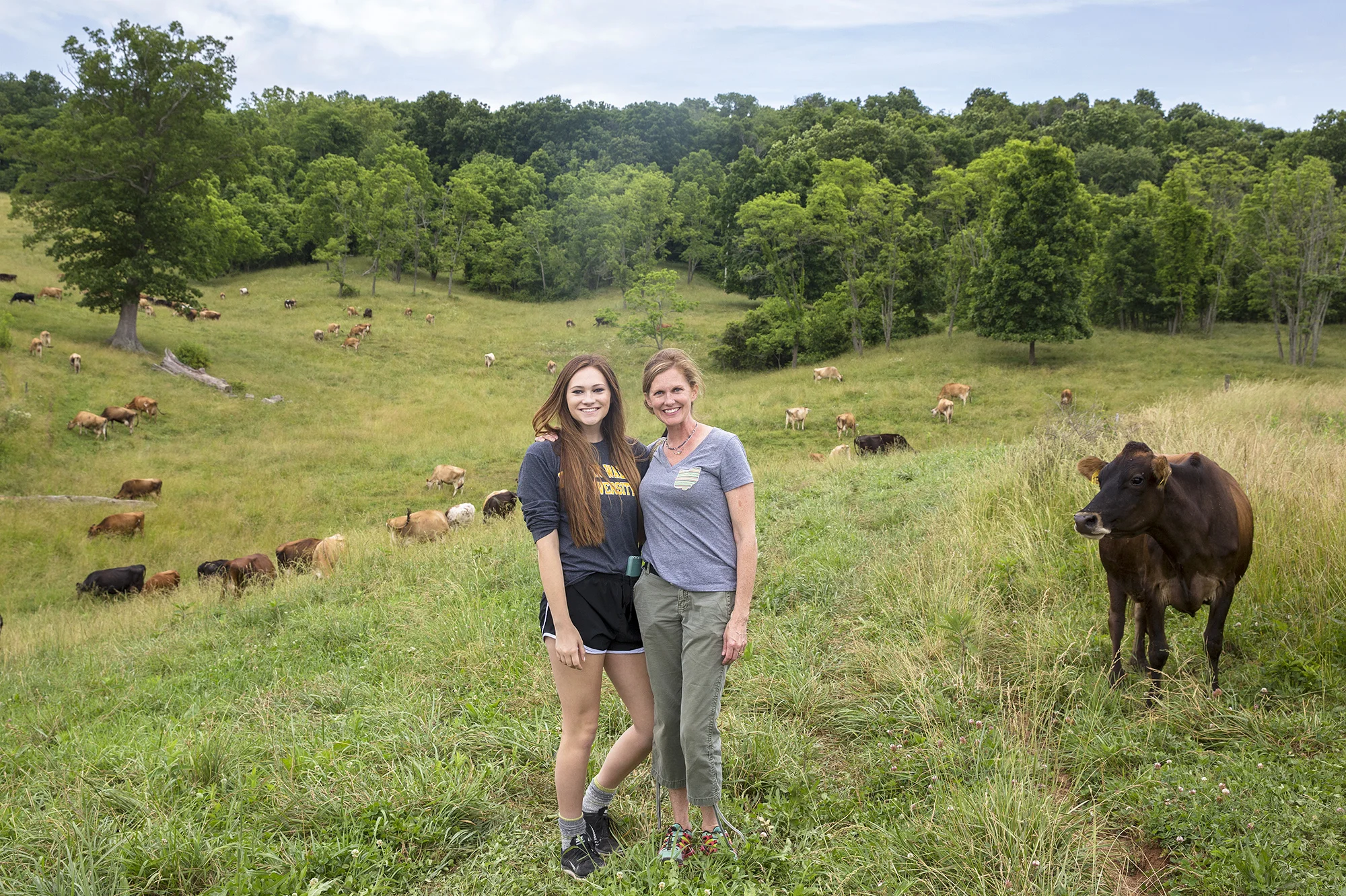 With my daughter, Laurel, at Melody Holler Farm, on assignment at Snowville Creamery