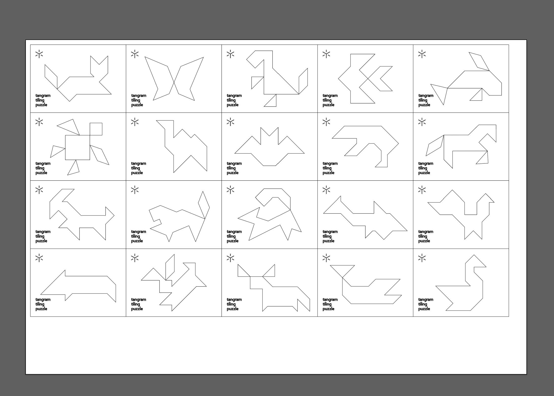 DIY Tangram Puzzle Collection : Digital Files for Download, Home 