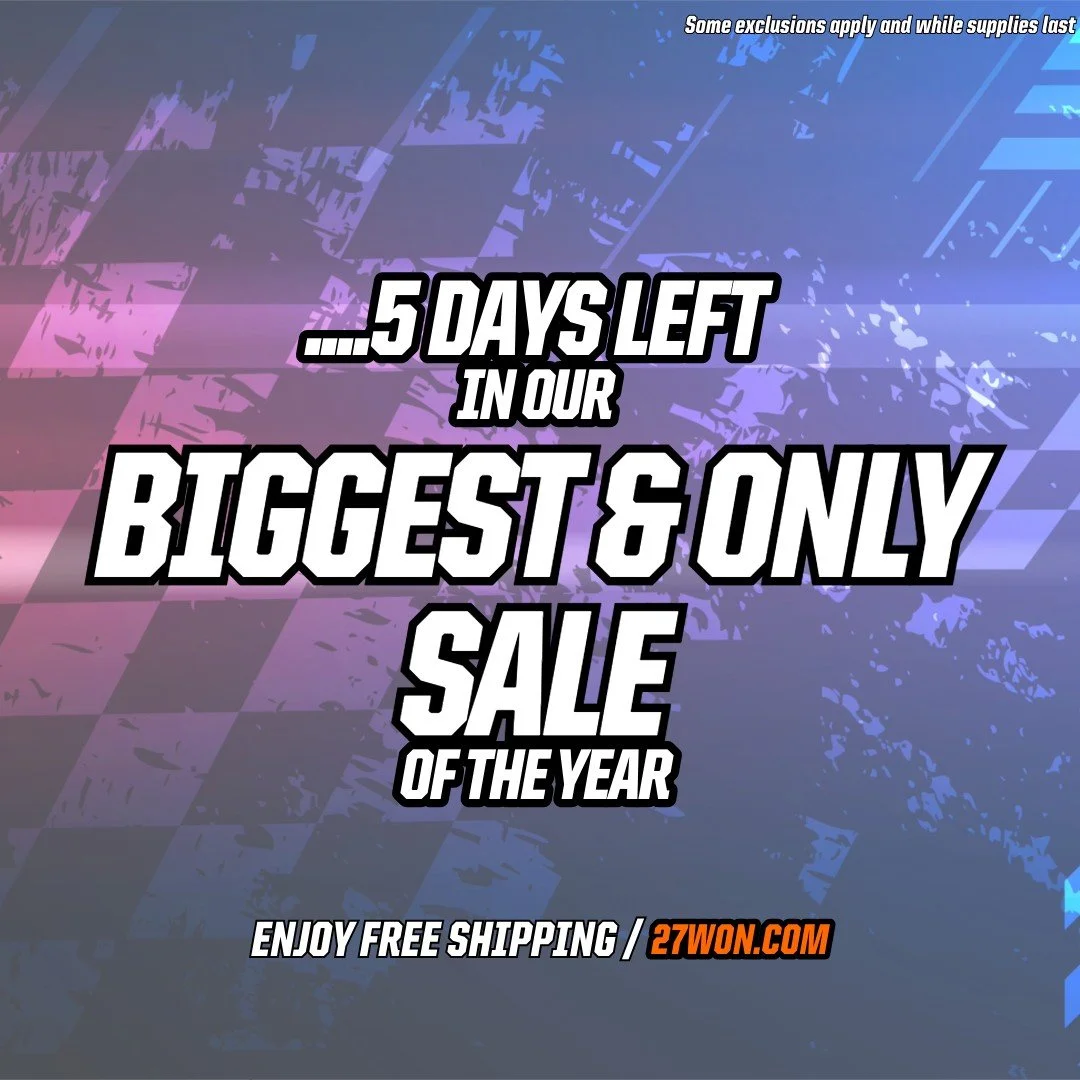 Just 5 days left to save BIGGG!

👇👇👇

27WON.com or Link In Bio on our main page to shop all the latest deals!

🏁________________________________________🏁
#27WON is your one-stop shop for #10thgencivic, #11thgencivic, #accordx, #typer, #types, #i