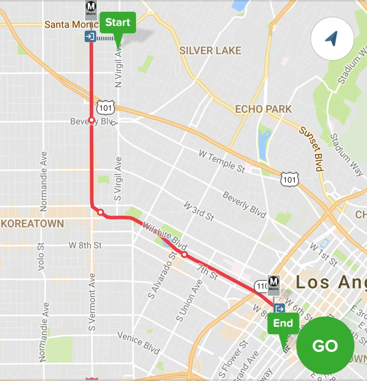 Rene's Commute from Virgil Village to DTLA. Provided by Citymapper .