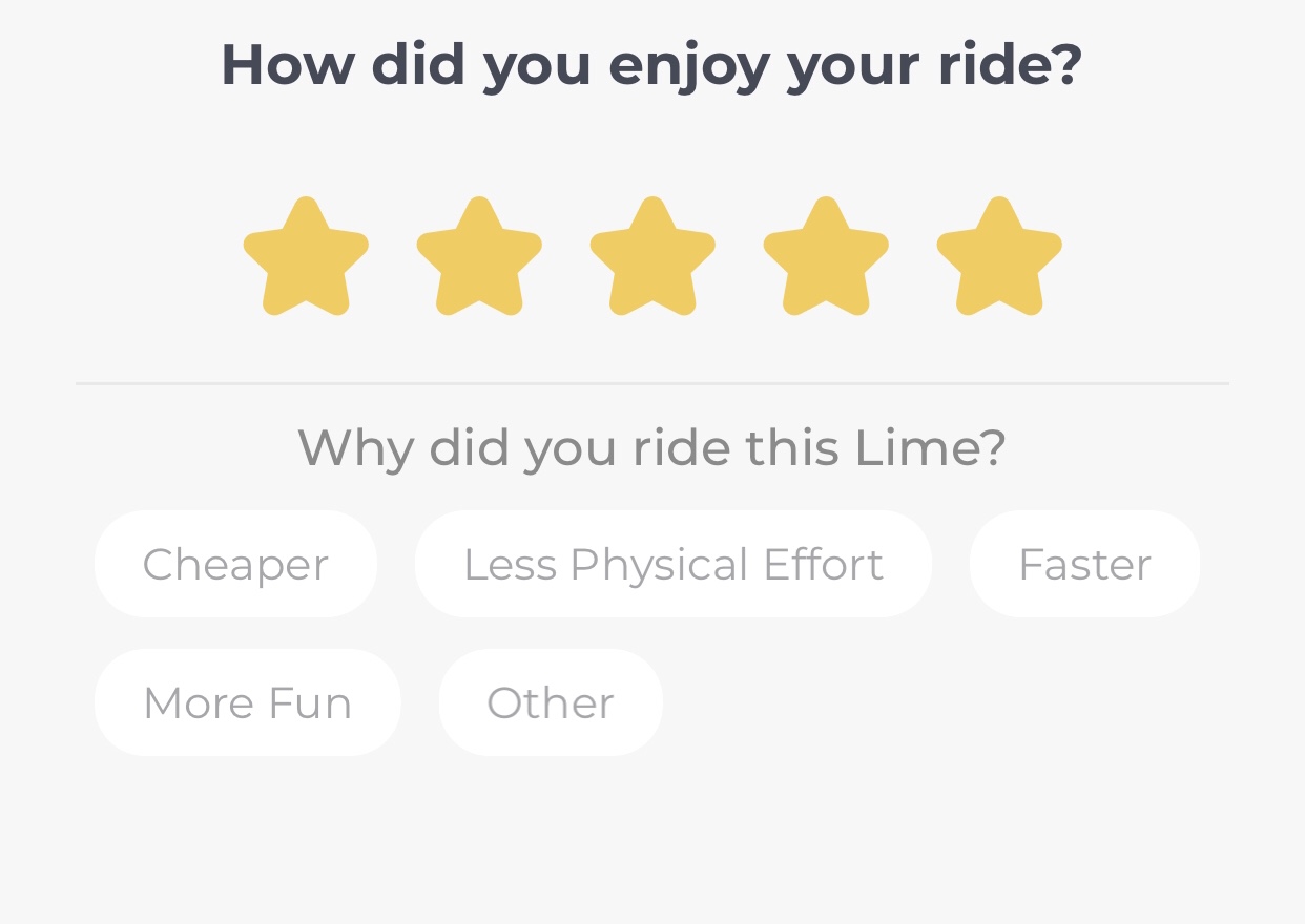Lime post-ride survey.